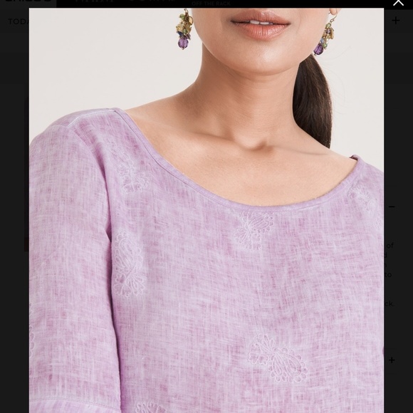 NWT CHICO’s Embroidered Linen Tee XL - Picture 2 of 8